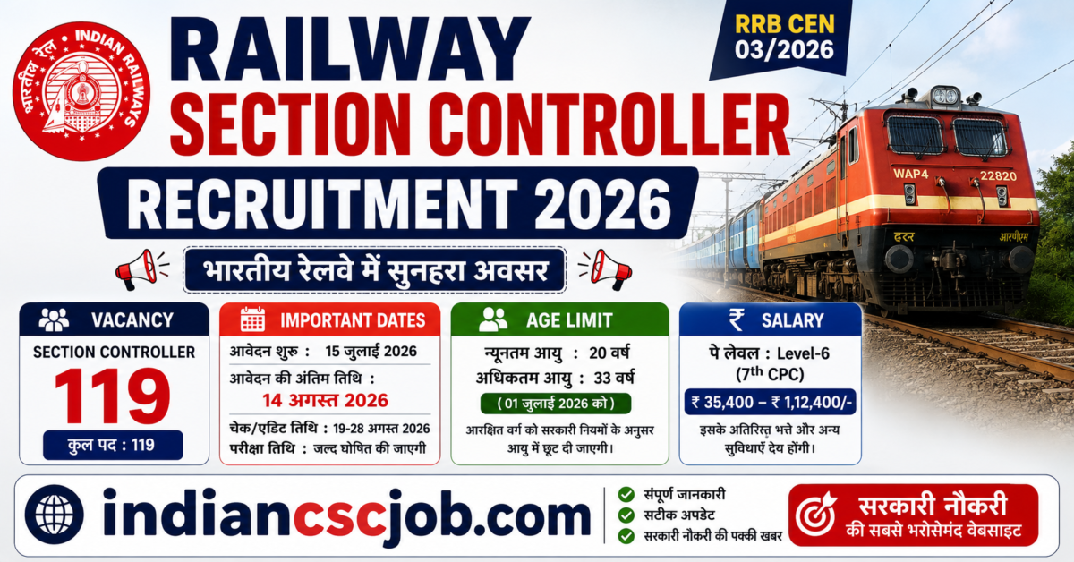 Railway RRB Section Controller Recruitment 2026