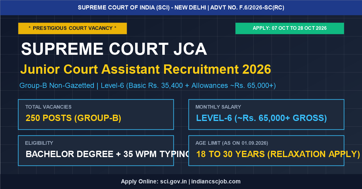 Supreme Court JCA Recruitment 2026